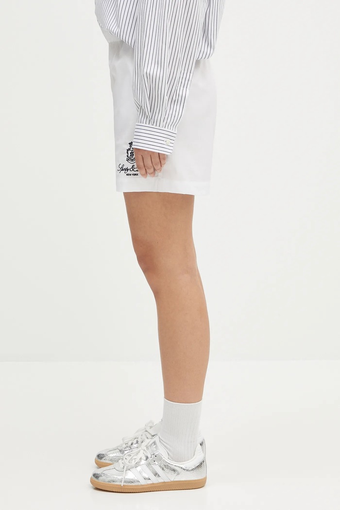 Хлопковые шорты Sporty & Rich Vendome Poplin SH012606205WH01 белый SS25