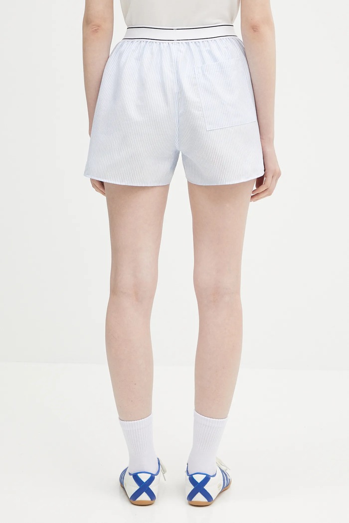 Clothing Sporty & Rich cotton shorts Serif Logo Oxford SH015620300ST03 blue