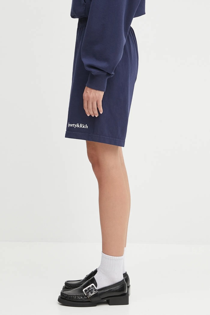 Бавовняні шорти Sporty & Rich Serif Logo Gym SH039602300BL106 темно-синій SS25