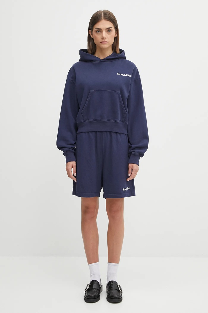 Бавовняні шорти Sporty & Rich Serif Logo Gym SH039602300BL106 темно-синій