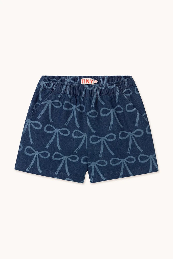 Детски къси панталони Tinycottons BOWS WOVEN SHORT SS25.234 син SS25