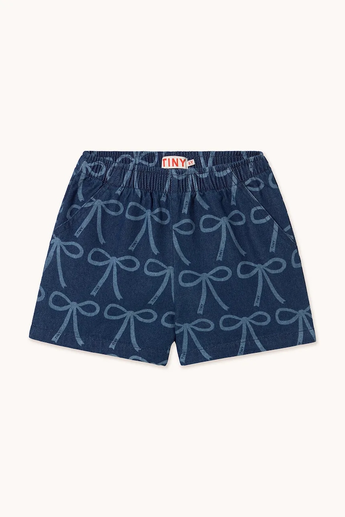 Детски къси панталони Tinycottons BOWS WOVEN SHORT SS25.234 син SS25