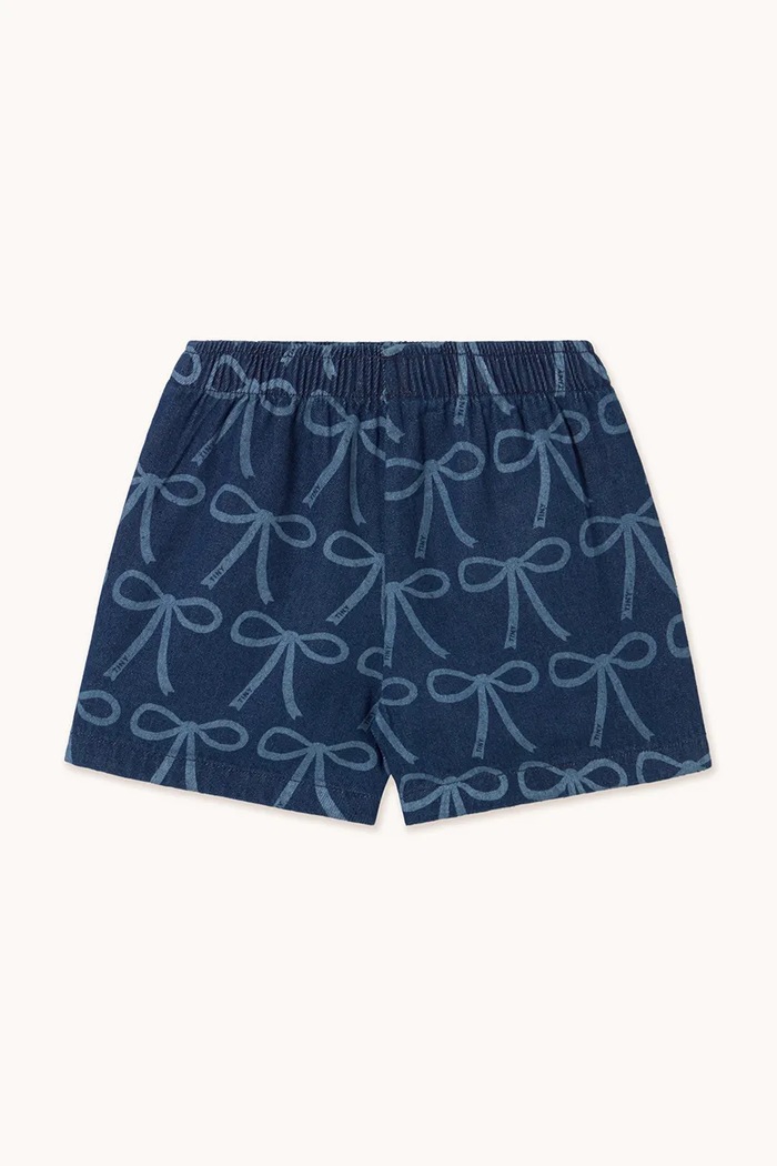 Момиче Детски къси панталони Tinycottons BOWS WOVEN SHORT SS25.234 син