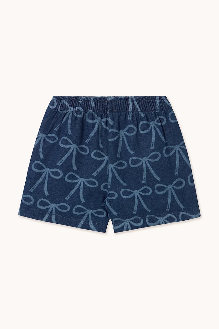 Момиче Детски къси панталони Tinycottons BOWS WOVEN SHORT SS25.234 син