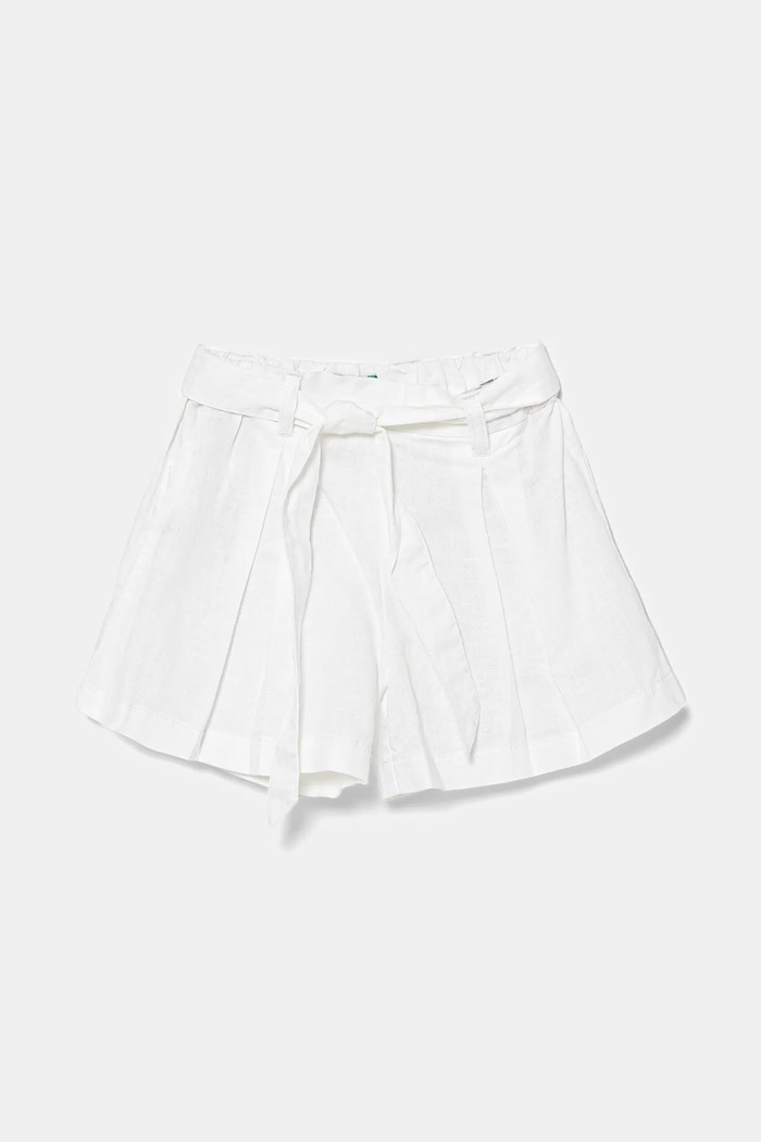 Dječje lanene kratke hlače United Colors of Benetton Planet friendly bijela 43WBG902G.P.Seasonal