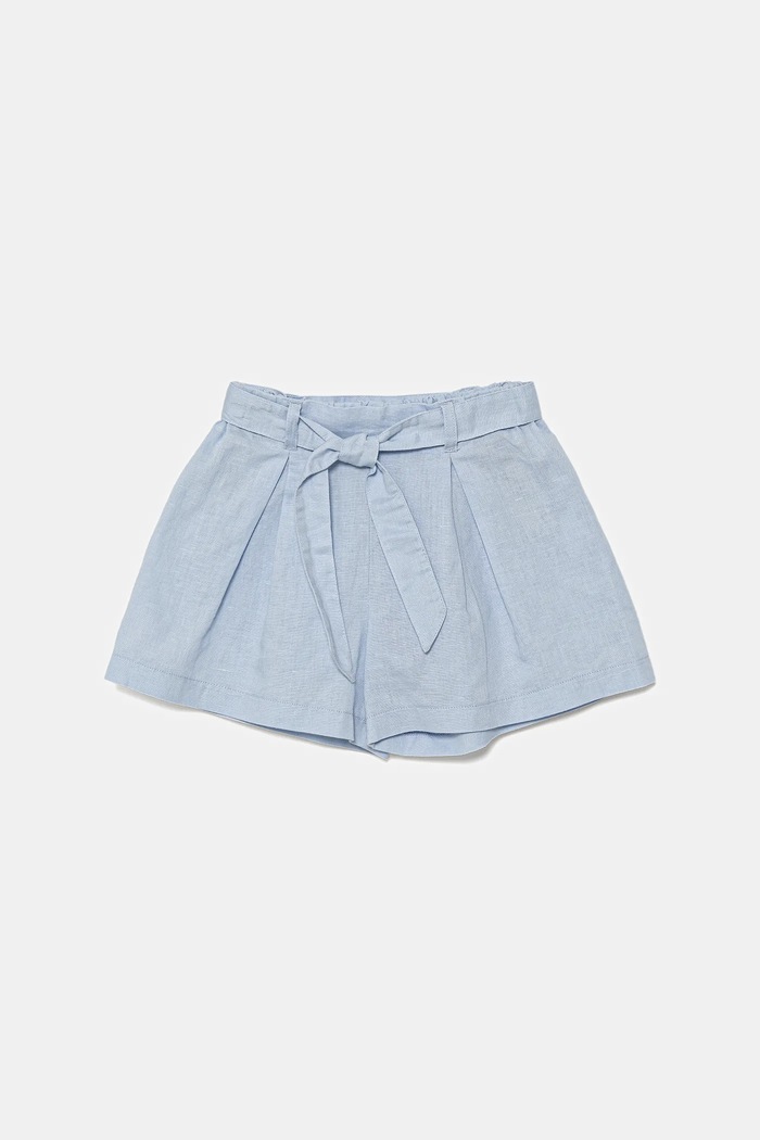 United Colors of Benetton szorty lniane dziecięce casual niebieski 43WBG902G.P.Seasonal