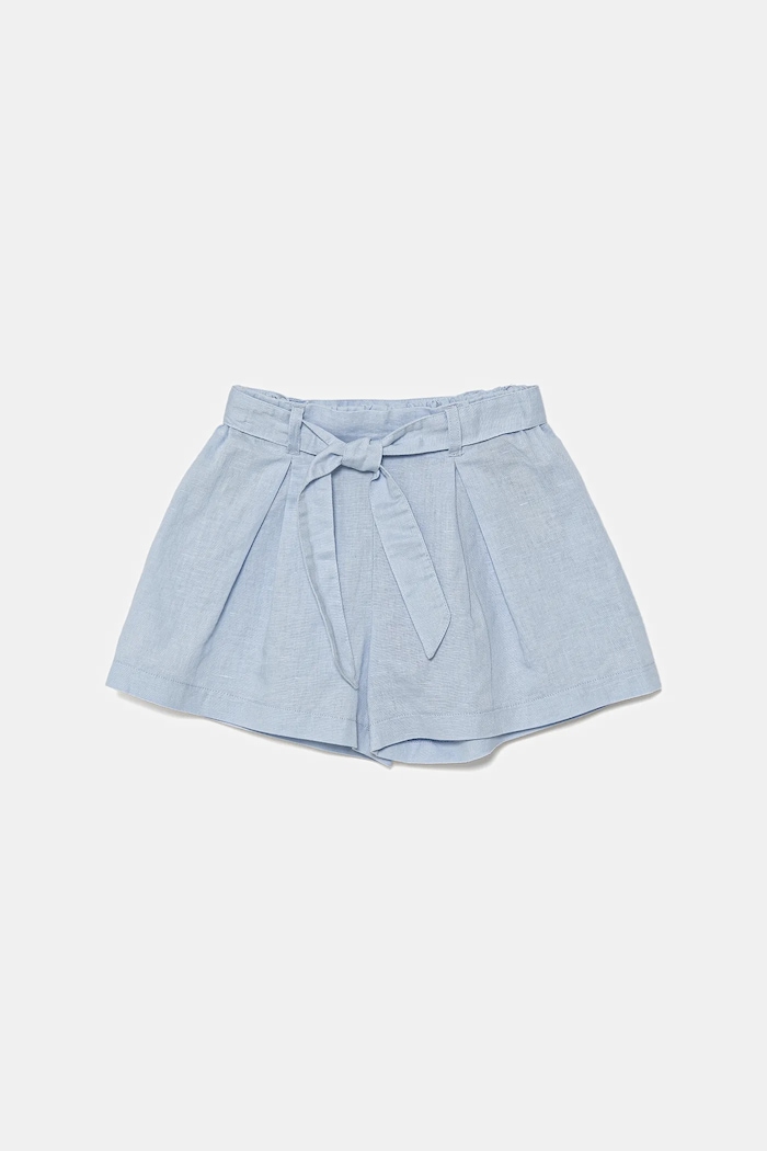 United Colors of Benetton szorty lniane dziecięce casual niebieski 43WBG902G.P.Seasonal