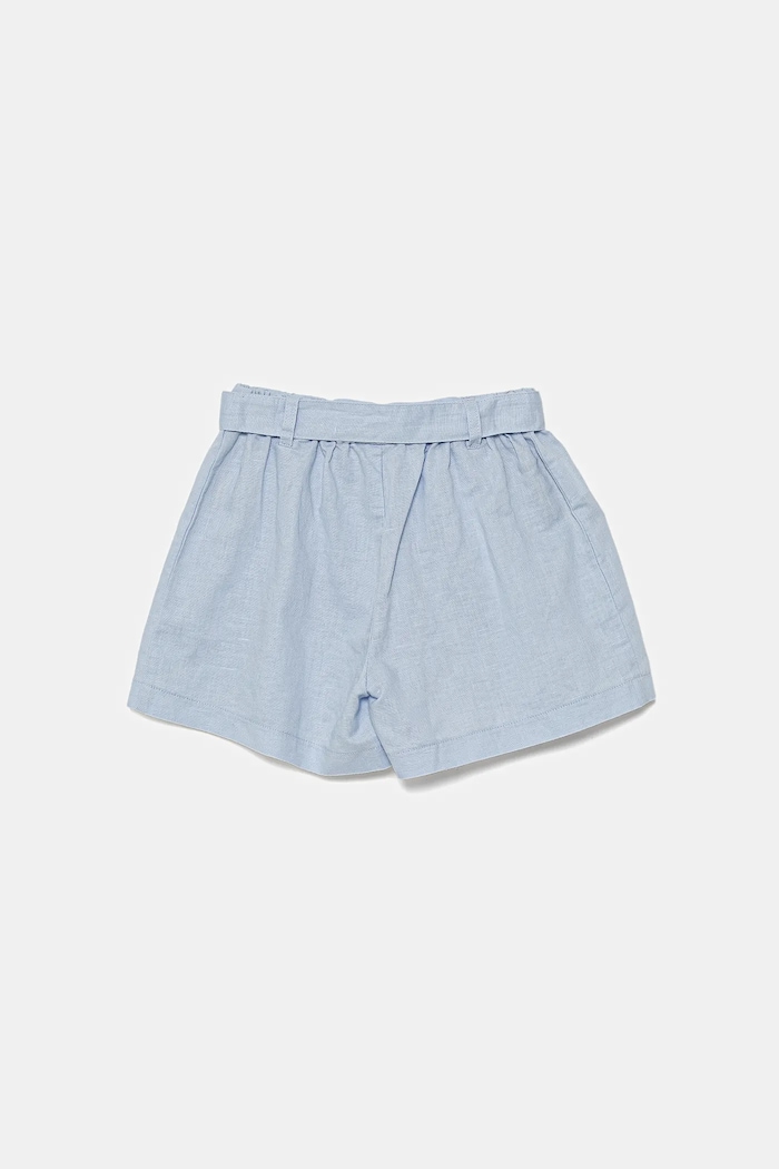 United Colors of Benetton szorty lniane dziecięce 43WBG902G.P.Seasonal niebieski SS25