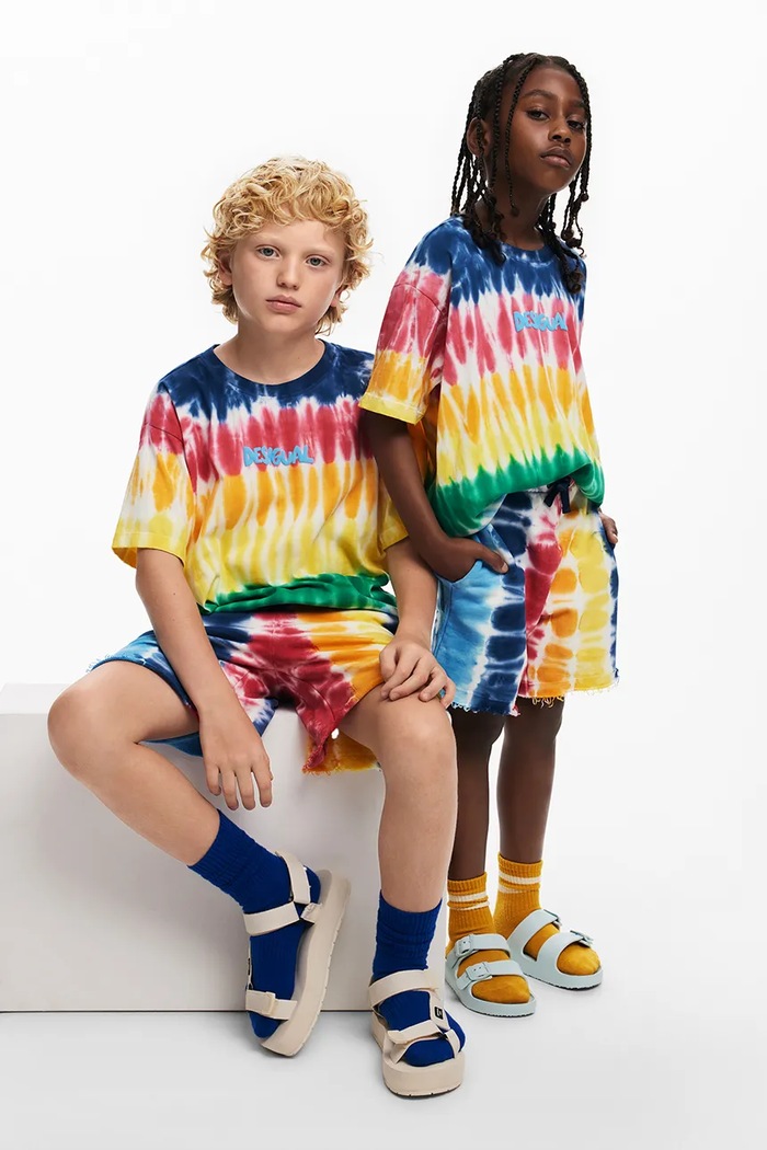 Desigual szorty bawełniane dziecięce wzorzyste żółty 25SBPK03