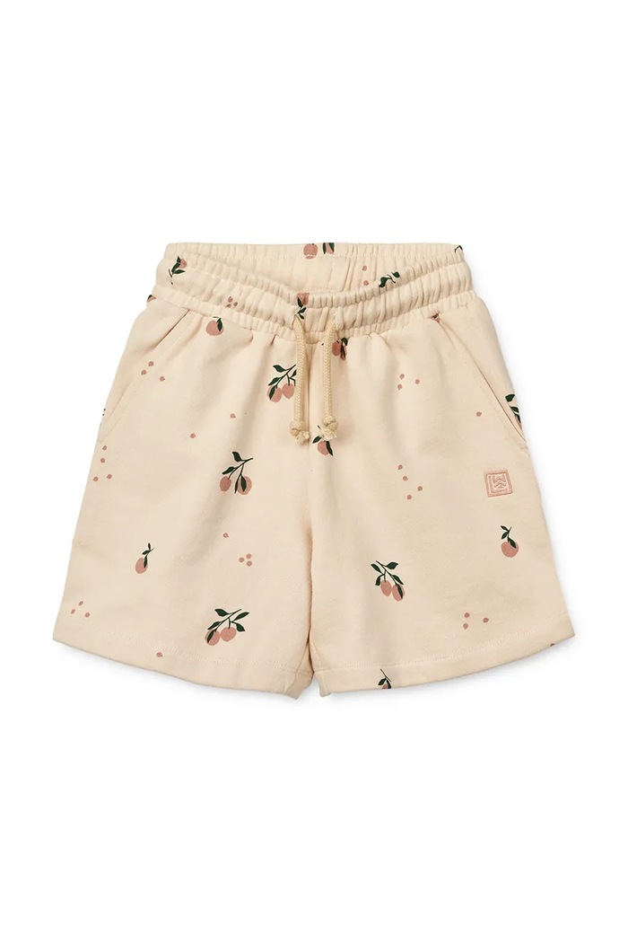 Liewood pantaloni scurți din bumbac pentru copii Gram Printed Sweatshorts LW19864 bej SS25