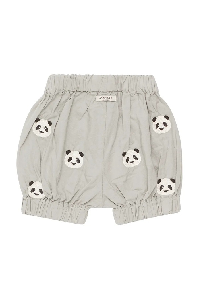 Kratke pamučne hlače za bebe Donsje Carson Bloomers Pandas 3029805 siva SS25