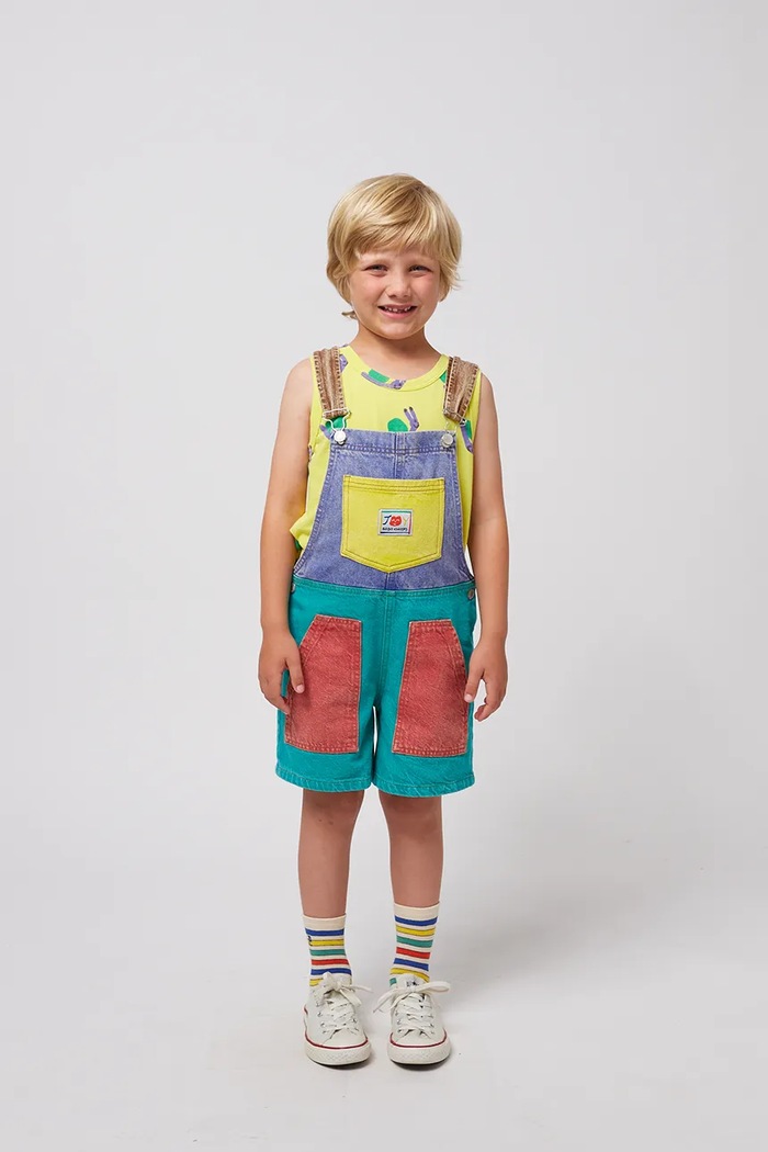 Bobo Choses salopette jeans bambino/a Smiling denim turchese 125AC097