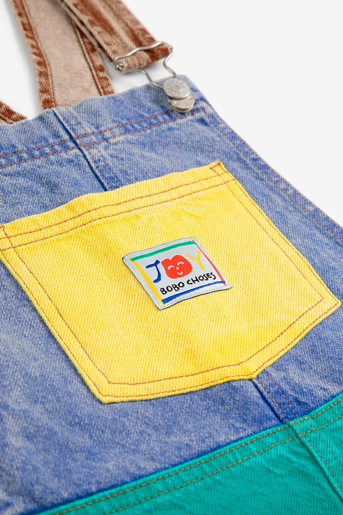 Bobo Choses salopette jeans bambino/a Smiling turchese 125AC097