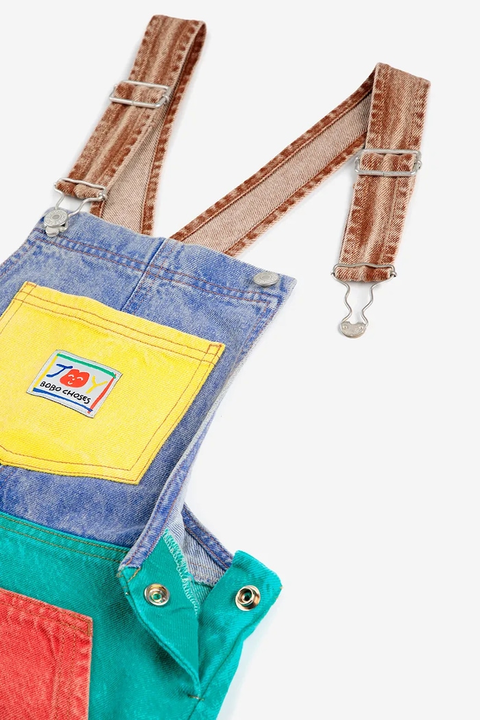 Bobo Choses salopette jeans bambino/a Smiling 125AC097 turchese