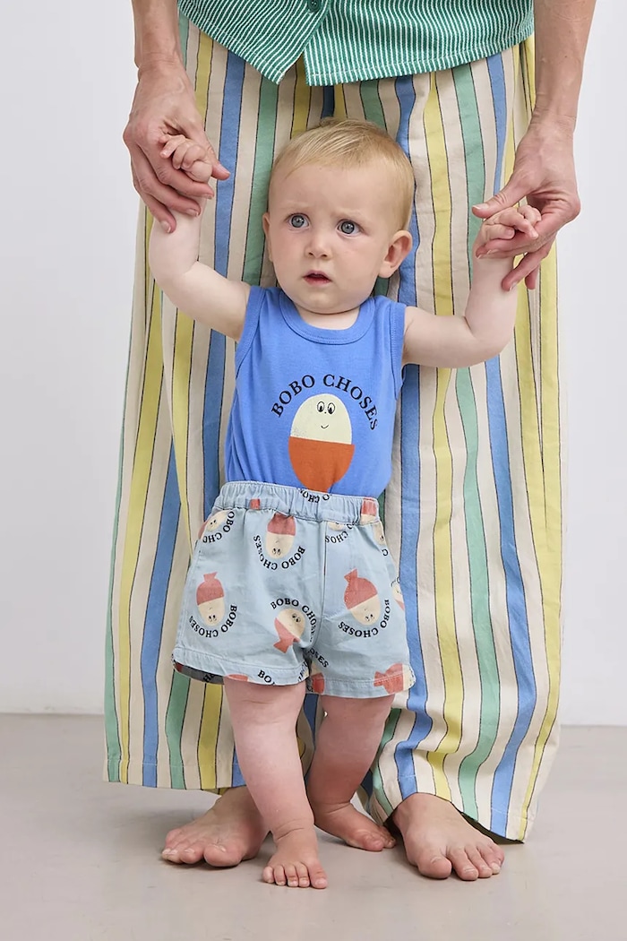 Kratke pamučne hlače za bebe Bobo Choses Morning Egg casual plava 125AB048