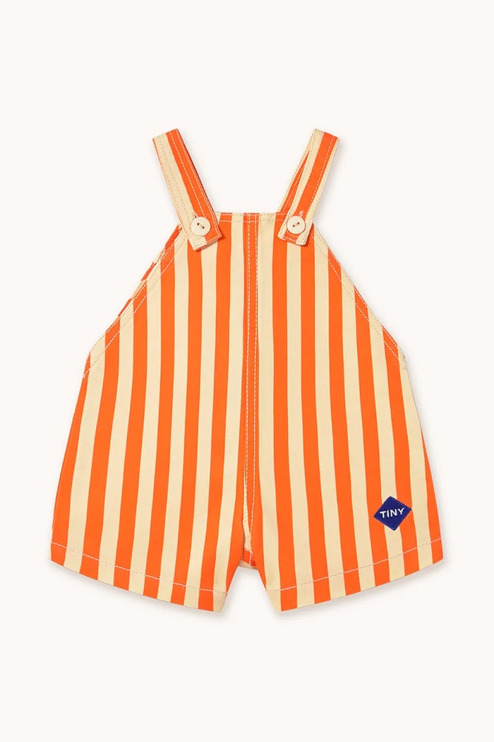 Dětské lacláče Tinycottons STRIPED SHORT DUNGAREE SS25.232 oranžová SS25