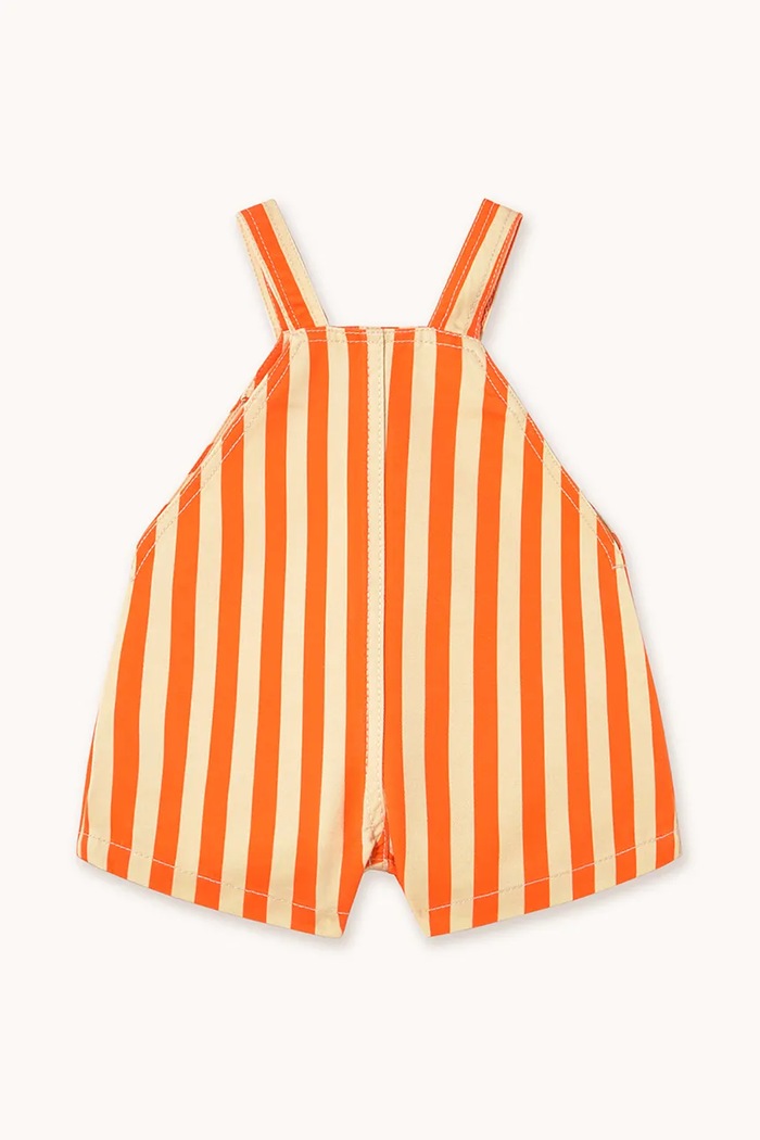 CHLAPEC Dětské lacláče Tinycottons STRIPED SHORT DUNGAREE SS25.232 oranžová