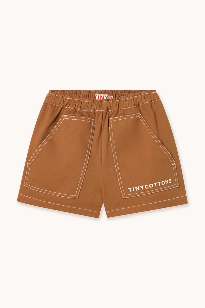 Tinycottons pantaloni scurți din bumbac pentru copii SOLID SHORT casual maro SS25.212