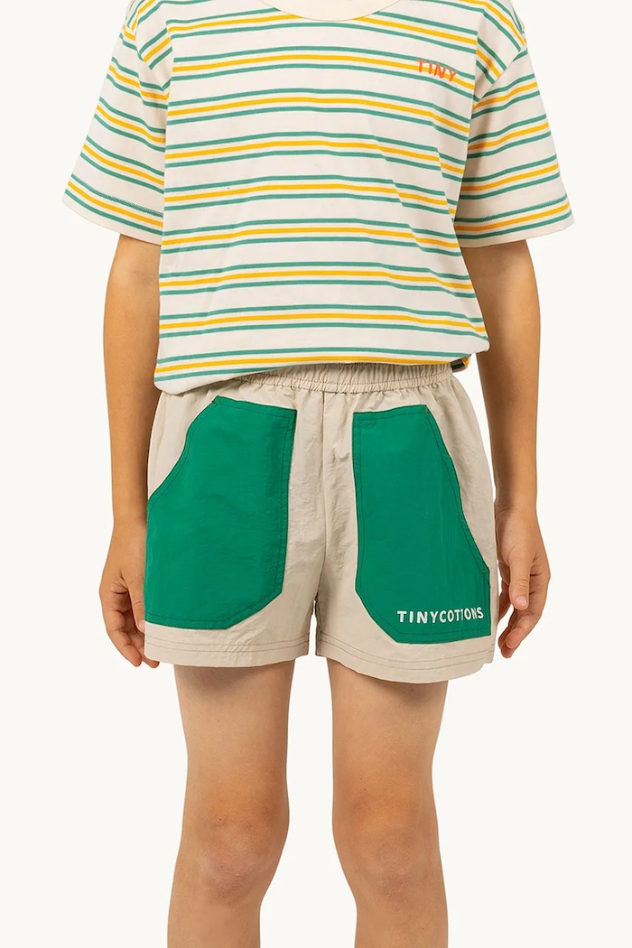 Dětské kraťasy Tinycottons COLOR BLOCK SHORT béžová SS25.251
