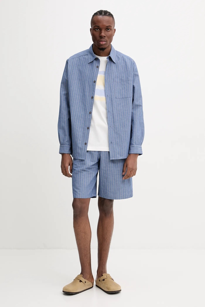 Kratke hlače s dodatkom lana A.P.C. short paul COHFW.H10205 plava SS25