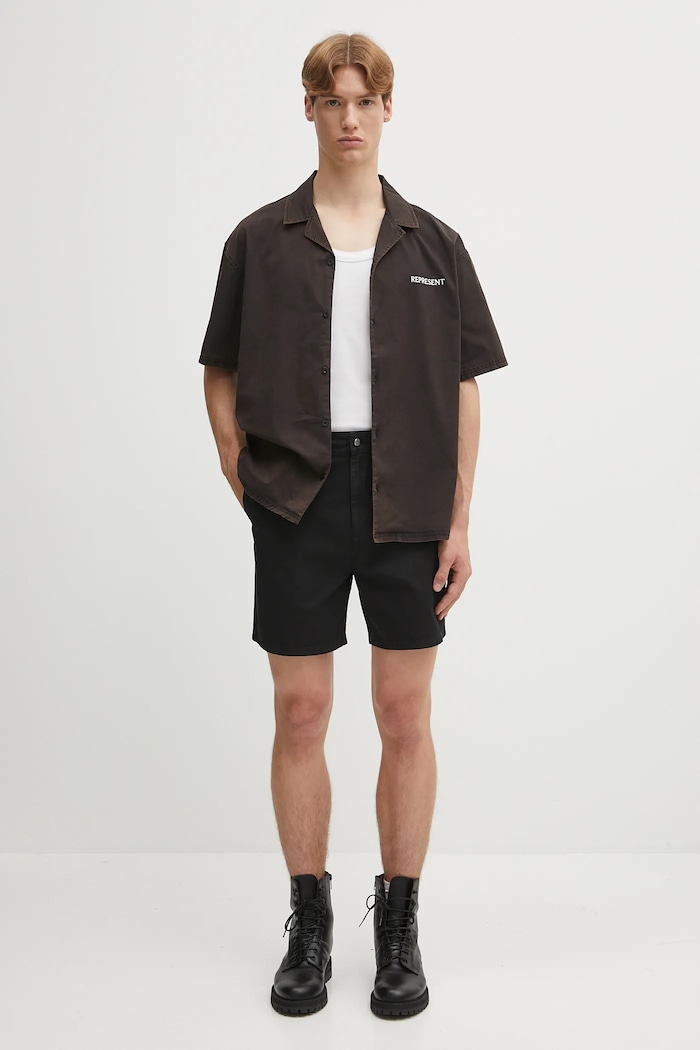 Βαμβακερό σορτσάκι Represent Cotton Tailored Short μαύρο MLM71013.01
