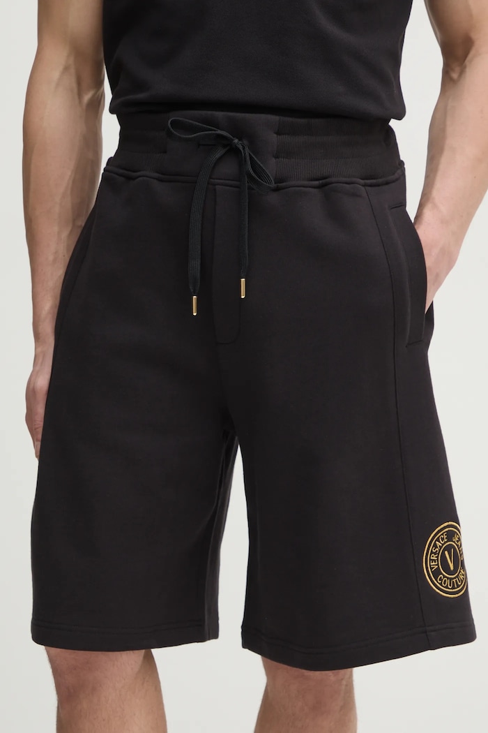Pamučne kratke hlače Versace Jeans Couture pletivo crna 78GADT00.CF01T