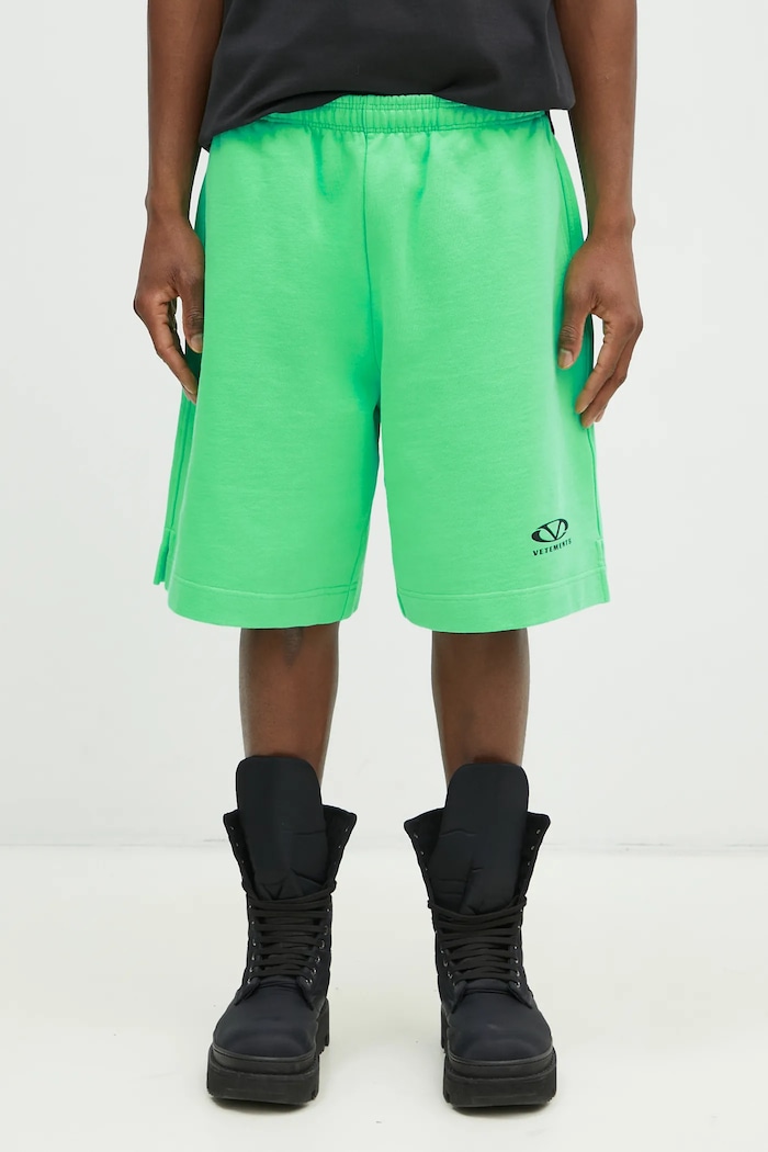 VETEMENTS szorty Oval Logo dzianina zielony UA66SS600E
