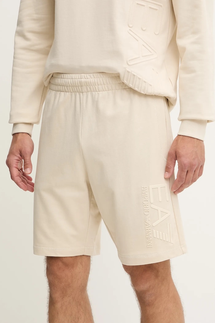 Bavlněné šortky EA7 Emporio Armani bavlna béžová AF13512.7M000232