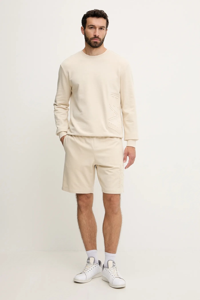 Bavlněné šortky EA7 Emporio Armani AF13512.7M000232 béžová SS25