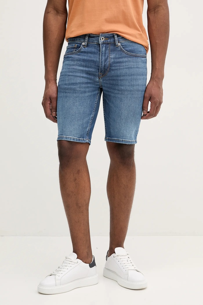 Pepe Jeans szorty jeansowe SLIM SHORT HATCH tkanina niebieski PM801080EE5