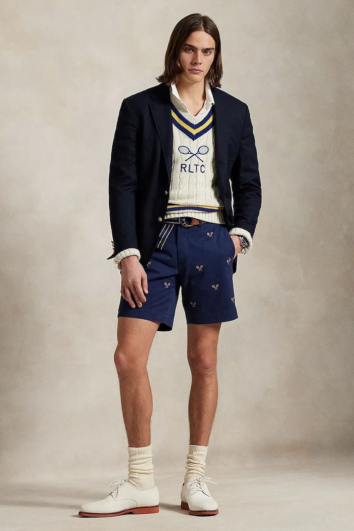 Хлопковые шорты Polo Ralph Lauren узор тёмно-синий 710963496
