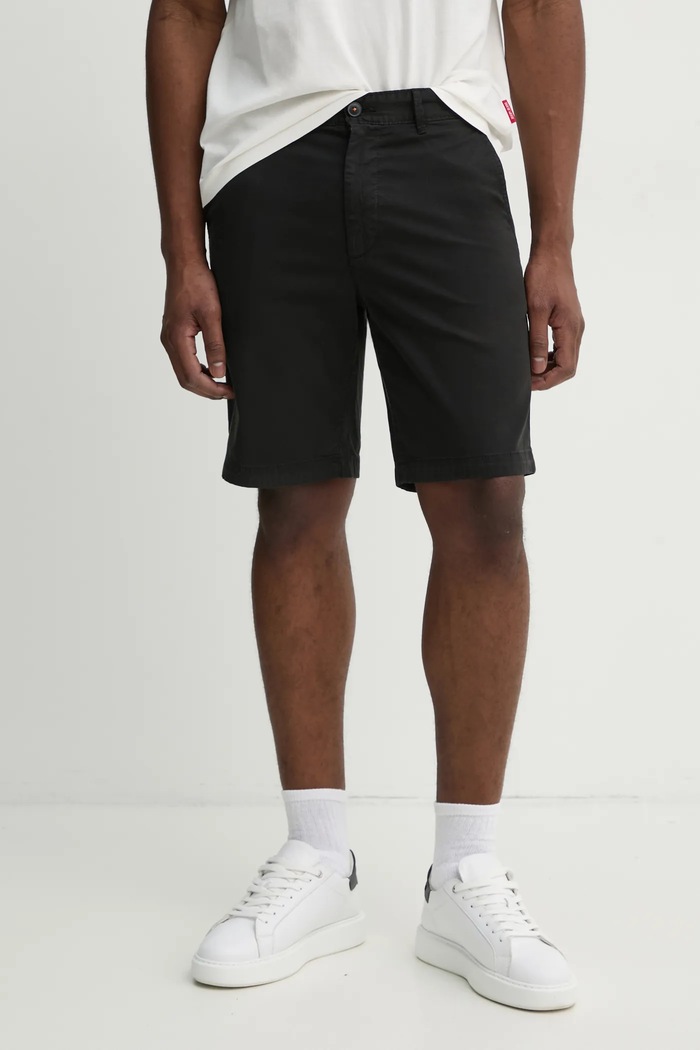 BOSS Orange pantaloni scurți chinos pentru bărbați din bumbac cu elastan panza negru 50536723