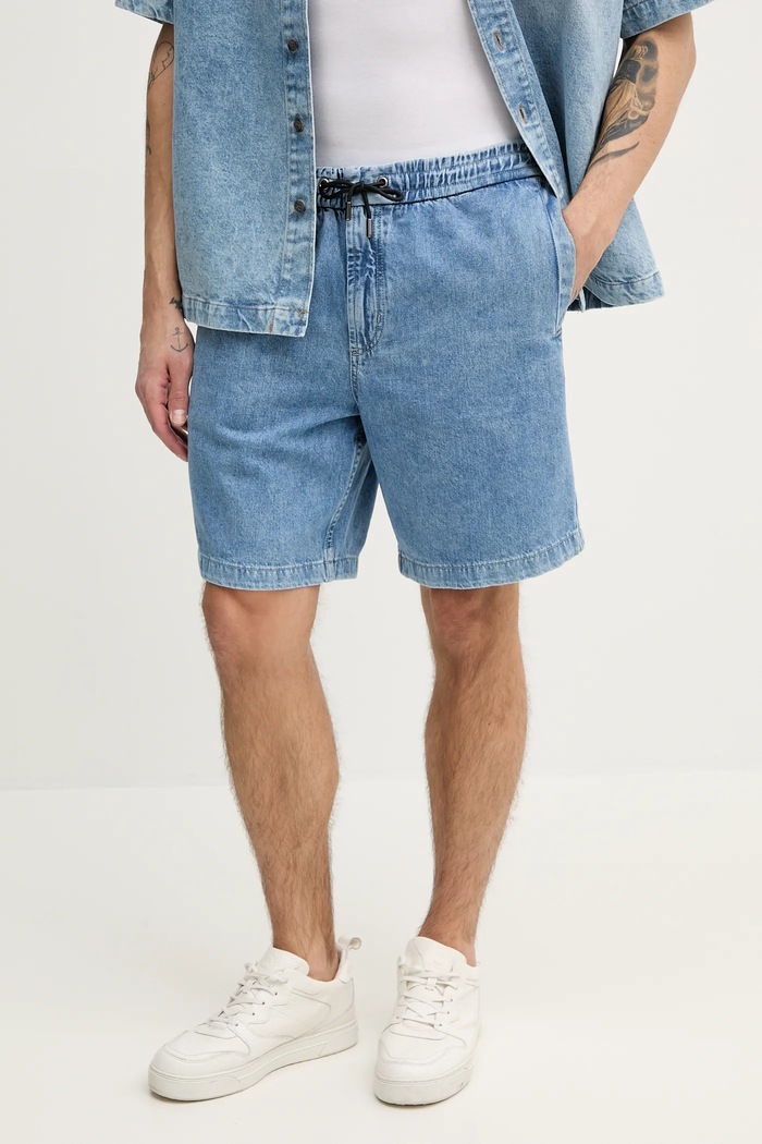 BOSS Orange szorty jeansowe bawełna niebieski 50537804