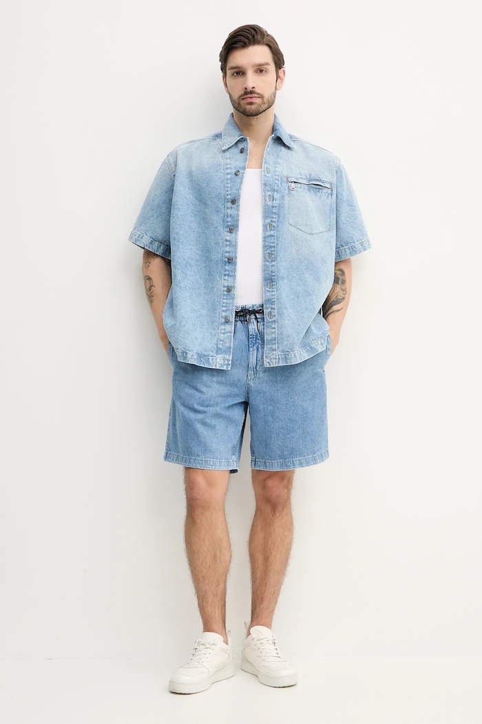 BOSS Orange szorty jeansowe 50537804 niebieski SS25