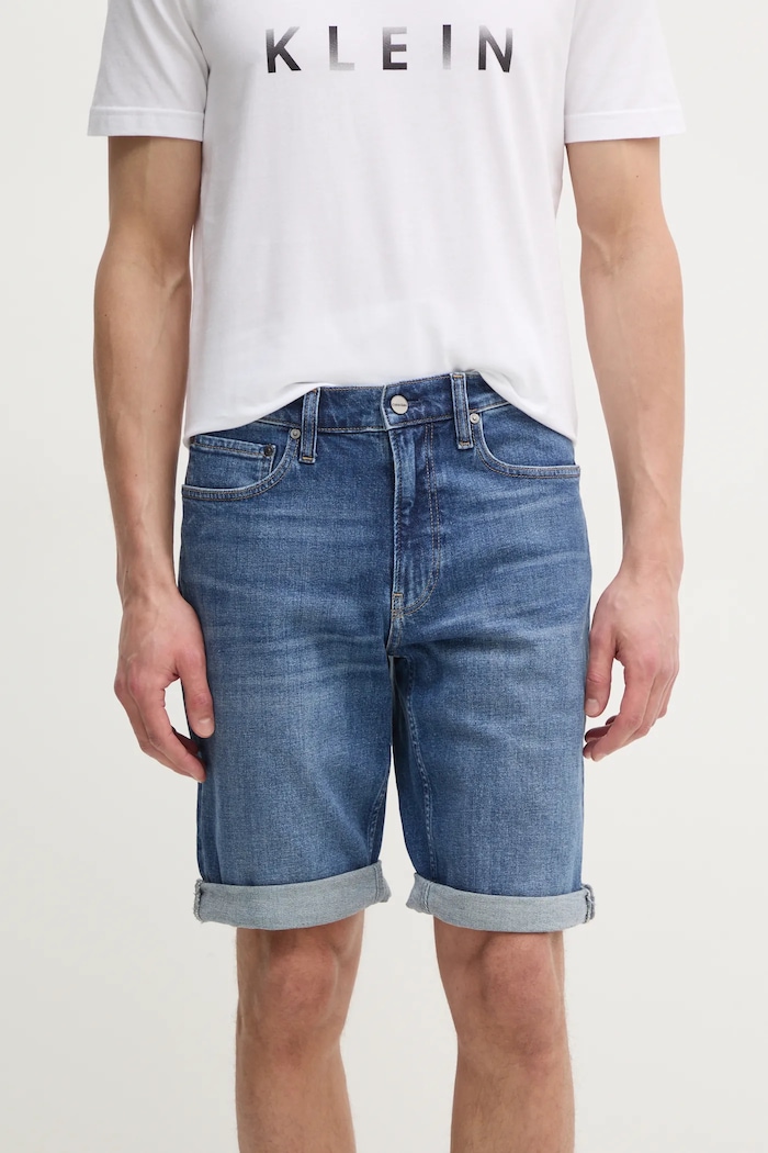 Calvin Klein szorty jeansowe z elastanem niebieski K10K114075