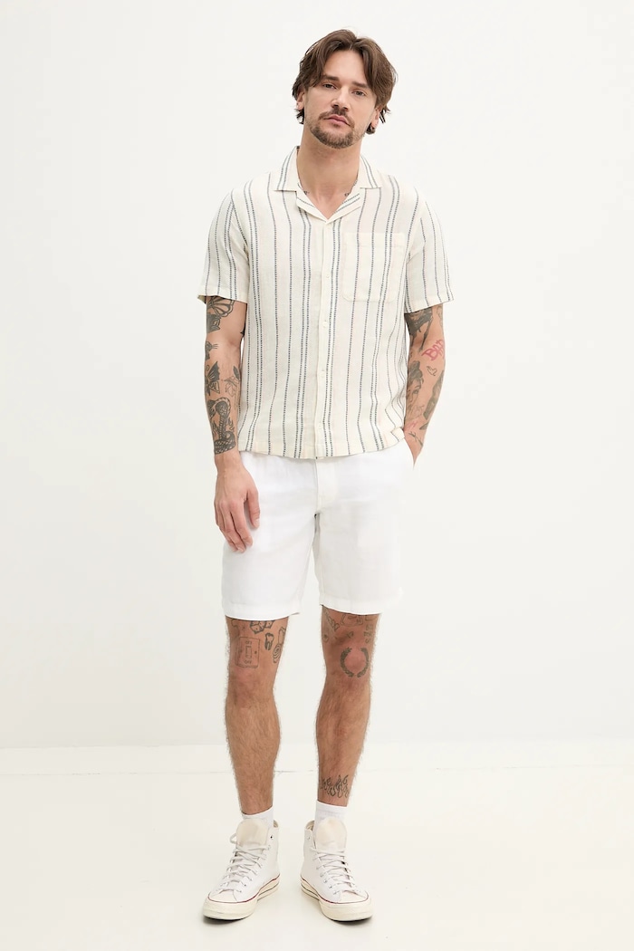 Superdry vászon rövidnadrág M7110455A.01C fehér SS25