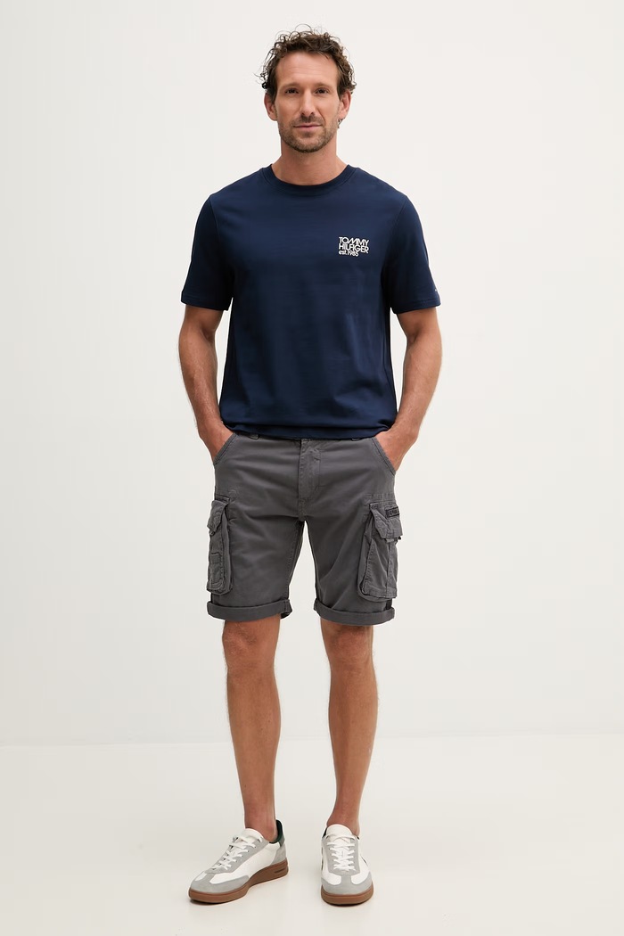 Alpha Industries cargo kratke hlače moške bombažne z elastanom Crew Short 176203 siva SS26
