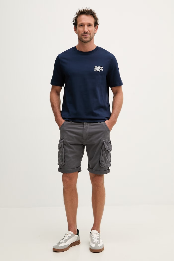 Alpha Industries cargo kratke hlače moške bombažne z elastanom Crew Short 176203 siva SS26