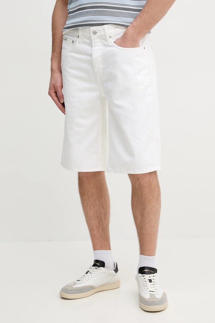 Calvin Klein Jeans farmer rövidnadrág szövet fehér J30J327224