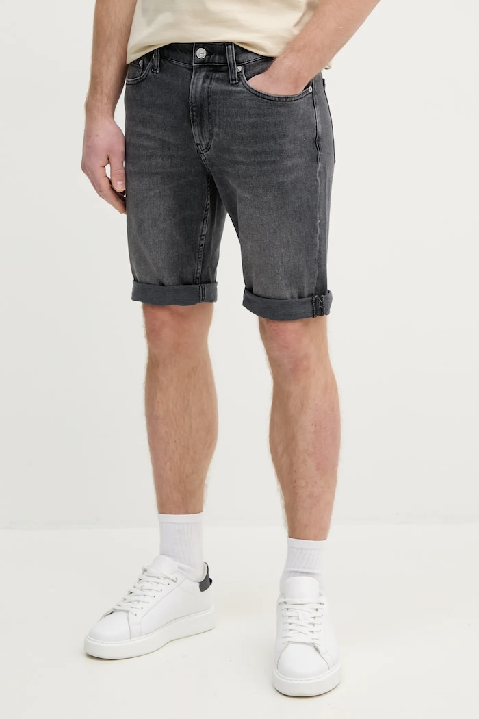 Calvin Klein Jeans szorty jeansowe z elastanem szary J30J327515