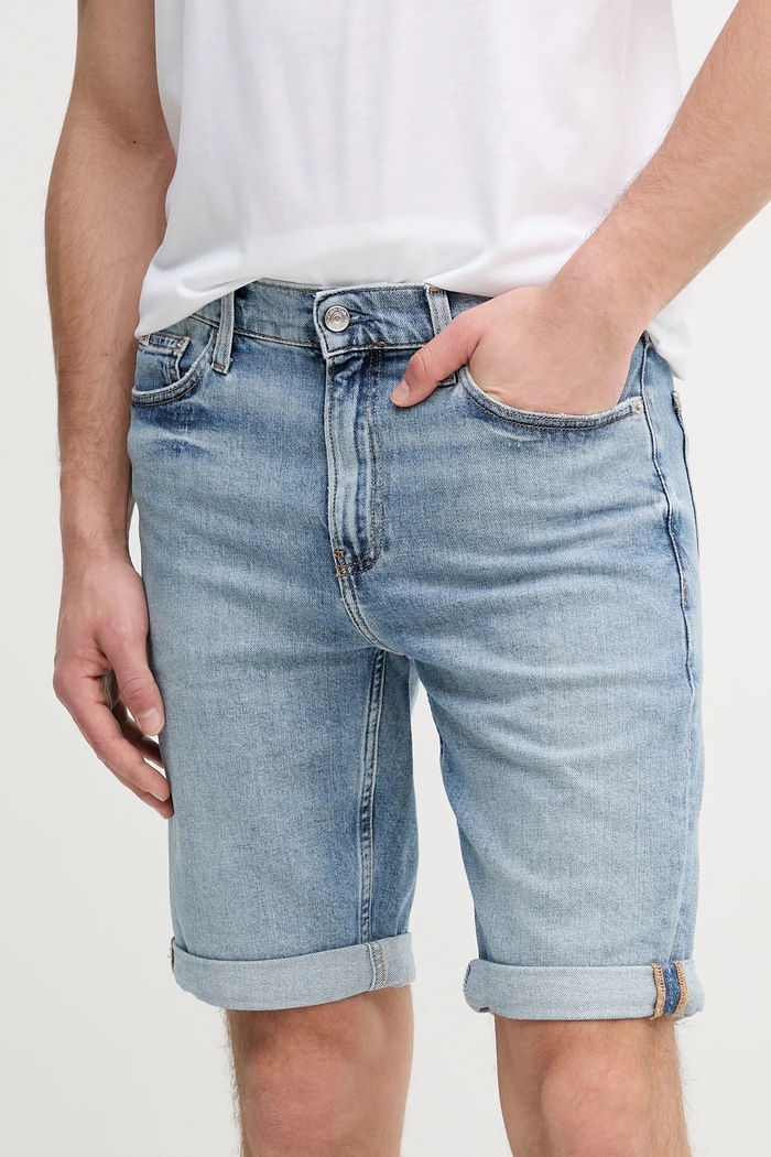 Calvin Klein Jeans farmer rövidnadrág sima kék J30J327516