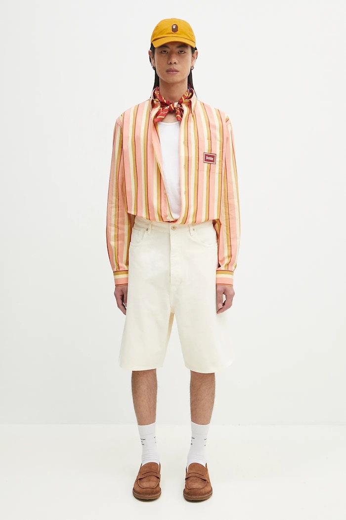 Памучен къс панталон Drôle de Monsieur Le Short Baggy G.BS147.CO188.OW бежов