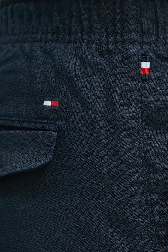 Szorty lniane Tommy Hilfiger MW0MW37804 granatowy