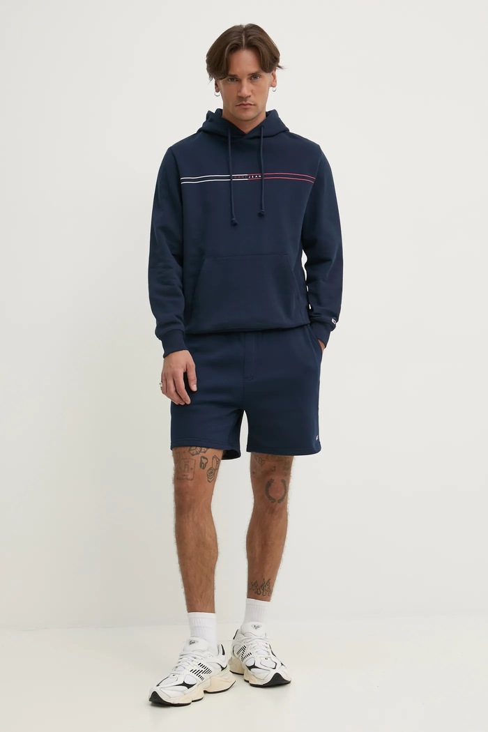 Tommy Jeans pantaloni scurți de trening bărbătești din bumbac DM0DM21931 bleumarin SS26