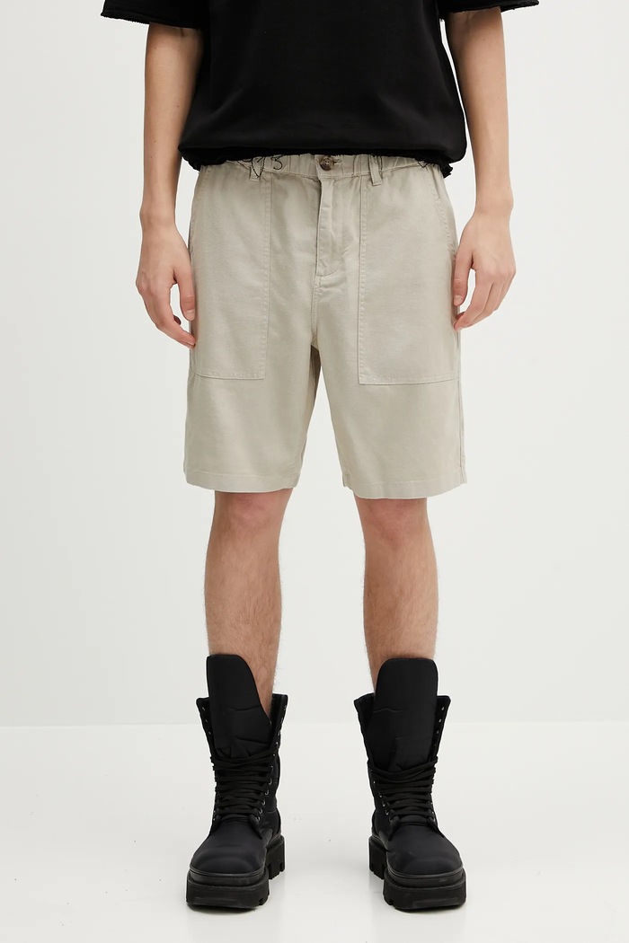 Kraťasy Barbour Barbour Natural Linen Blend Short látka béžová MST0064