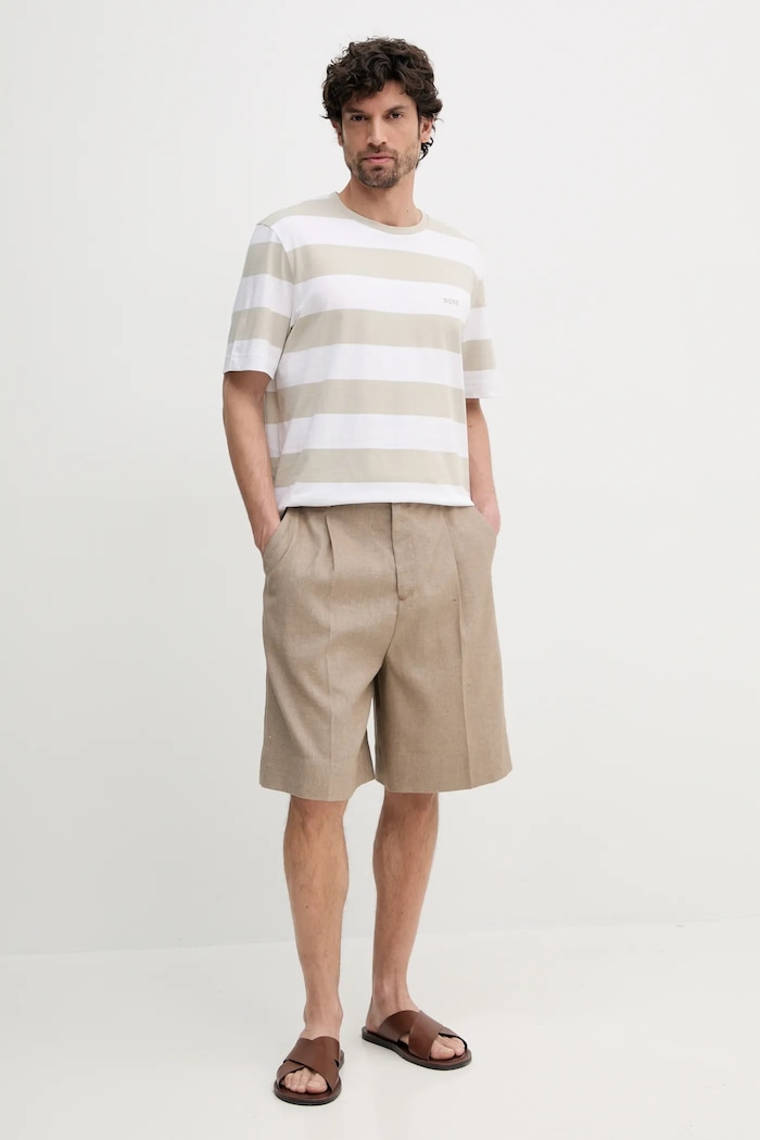 Ľanové šortky Tommy Hilfiger SQTHL7544.SQTH503 béžová SS25