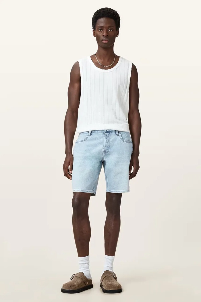 AllSaints pantaloni scurți jeans SWITCH jeans albastru M022TC