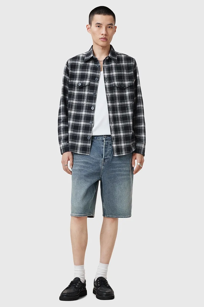 Rifľové krátke nohavice AllSaints SWITCH M022TC