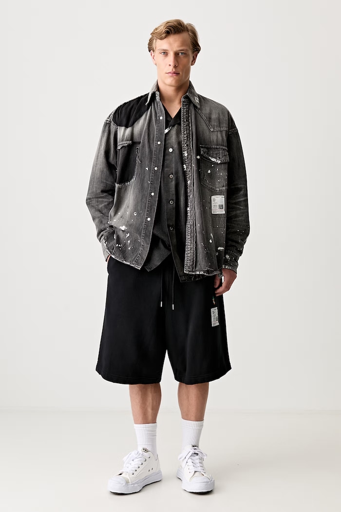Maison MIHARA YASUHIRO Distressed Shorts sweat shorts cotton Men's J14SP725 black