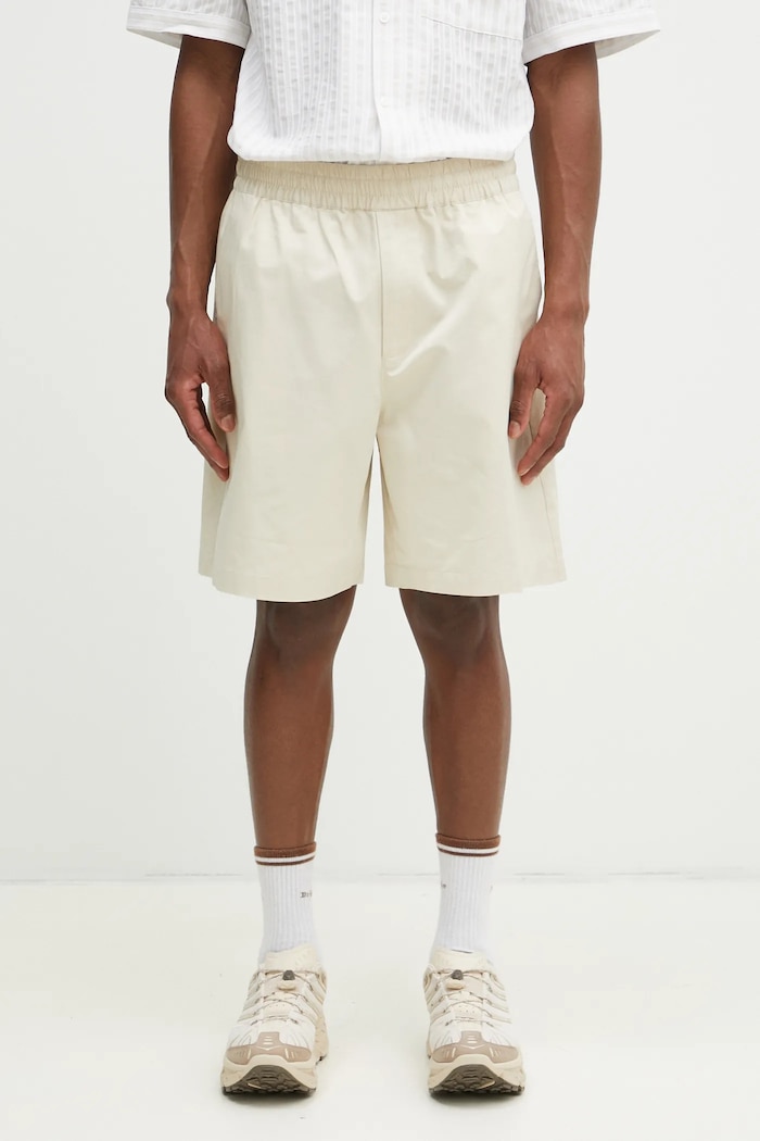 Βαμβακερό σορτσάκι Axel Arigato Stitch Embroidered Shorts απλό μπεζ A3124001
